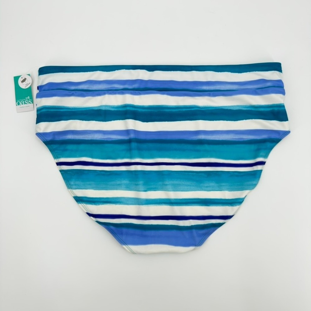 Outdoor Oasis Women 2X Blue Stripe High Waisted Full Coverage Bikini Bottoms NWT - Picture 8 of 9